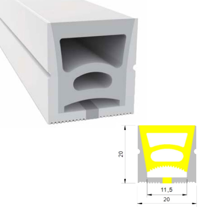 Flexible Silicone LED Profile Waterproof For LED Strip 120° Top Emitting 20*20mm